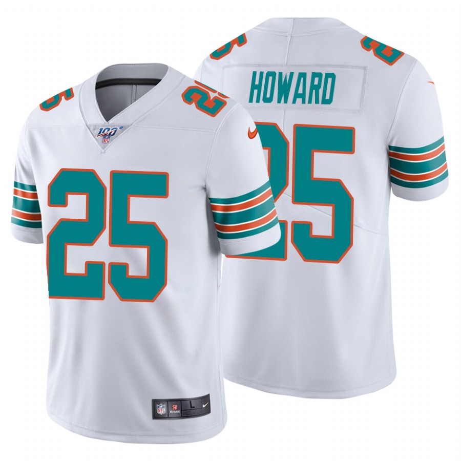 Nike Miami Dolphins #25 Xavien Howard White Alternate Men Stitched NFL 100th Season Vapor Untouchable Limited Jersey->miami dolphins->NFL Jersey